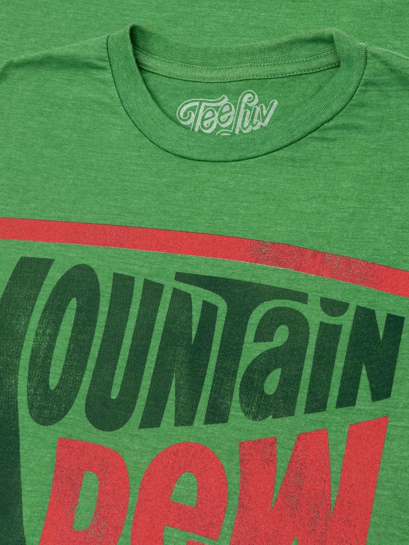 Tee Luv Men's Faded Mountain Dew Soda Shirt - Vintage Mt Dew Logo T-Shirt, Kelly Heather, L - Image 2